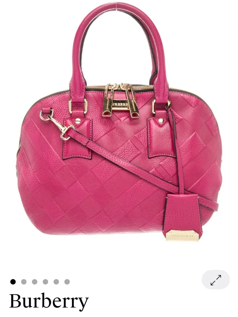 Burberry Heritage Grain Hot Pink Quilted Leather Bowling Satchel Gold Hardware